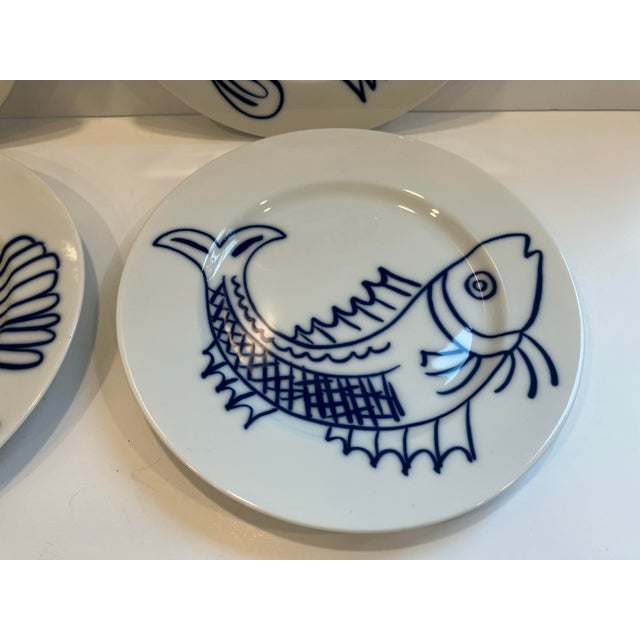 White Fitz & Floyd Plates Dated 1977 - Set of Six For Sale - Image 8 of 10