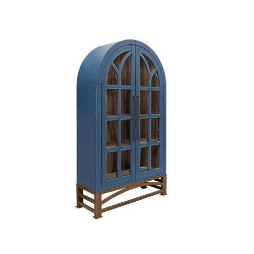 2020s Nina Solid Wood Tall Cabinet, Bookcase, Hutch - Blue For Sale - Image 5 of 7