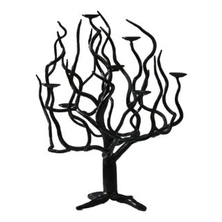 Brutalist Black Tree of Life Candleholder, 1970s For Sale