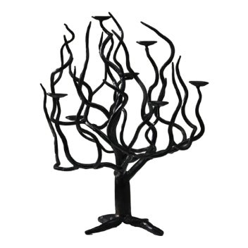 Brutalist Black Tree of Life Candleholder, 1970s For Sale
