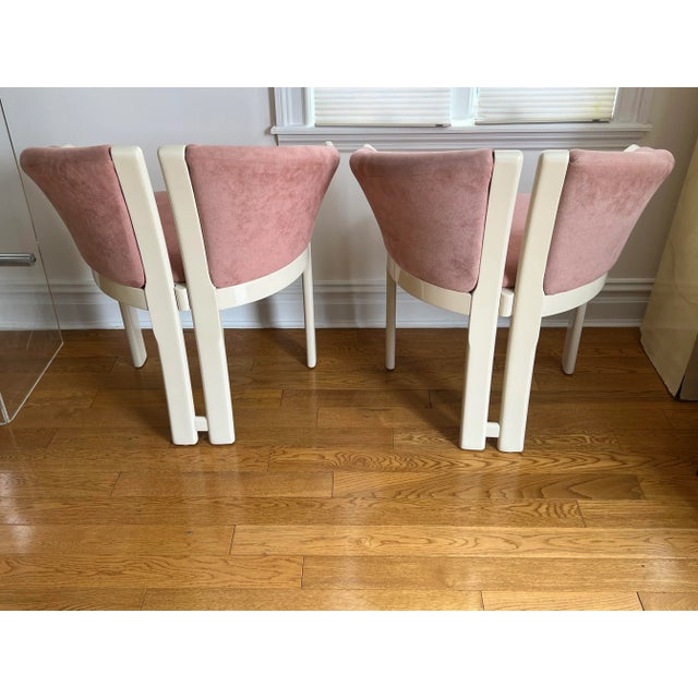 1980s 1980 PostModern Lacquer Pink Velvet Club Chairs - a Pair For Sale - Image 5 of 13