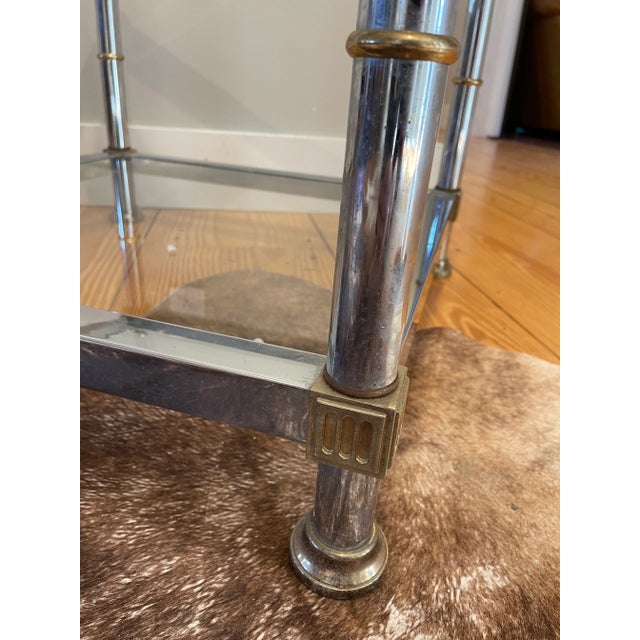 Modern Late 20th Century Maison Jansen Chrome and Brass Double Tier Side Table For Sale - Image 3 of 13