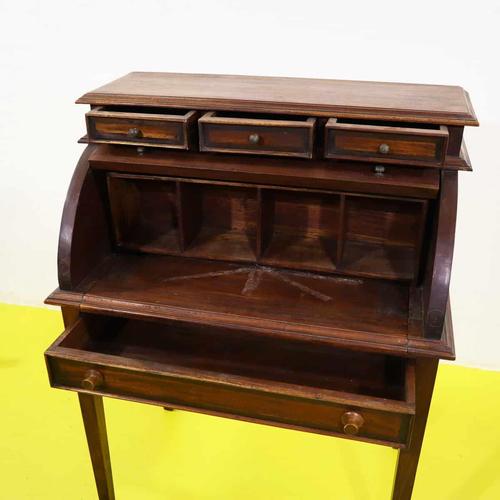 Wooden Roll-Top Secretaire with Three Drawer Lift For Sale - Image 6 of 12