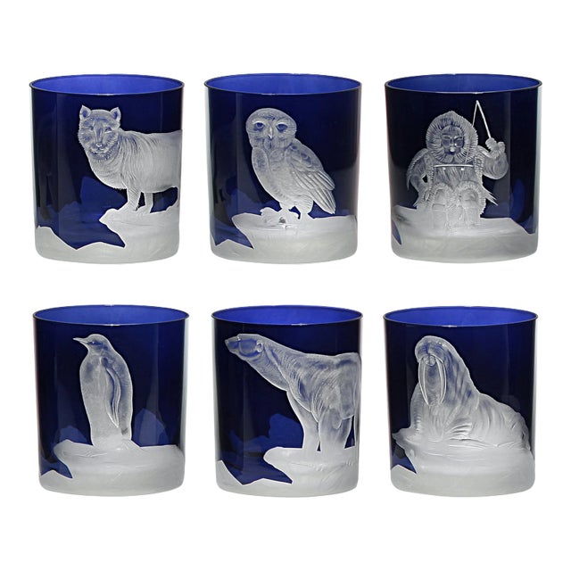 ARTEL Arctic Collection Set of Double Old Fashioned Glasses, Ink, Set of 6 For Sale