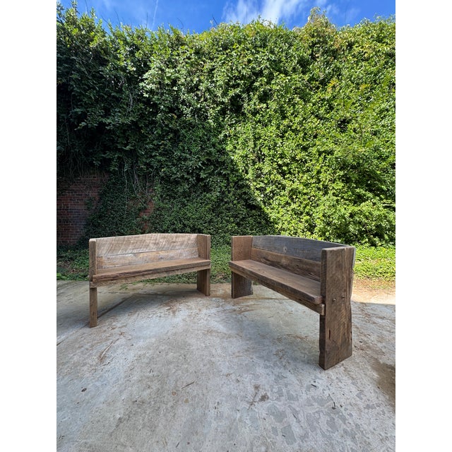 Primitive Rustic Farmhouse Reclaimed Barnwood Pew Bench 72 In. For Sale - Image 12 of 16