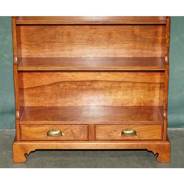 Regency Style Hardwood Waterfall Dwarf Library Bookcases, 1950, Set of 2 For Sale - Image 4 of 18