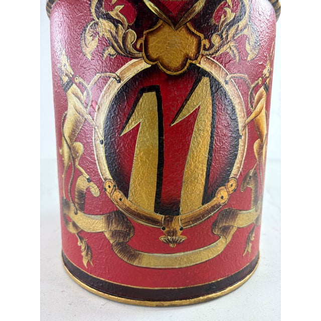 Hand Painted Metal Canister Table Lamp For Sale - Image 9 of 10