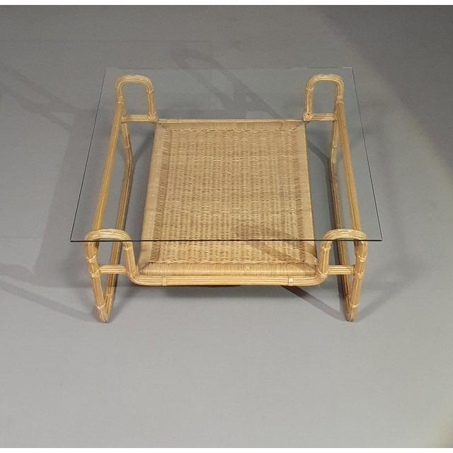 Mid-Century Iron, Pencil Reed and Glass Coffee Table For Sale - Image 8 of 10