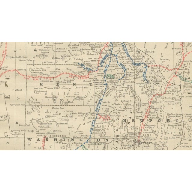 Antique Rhode Island Map by Rand McNally, 1888 For Sale - Image 5 of 9