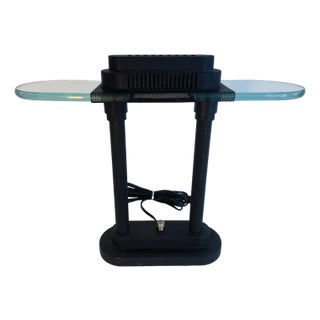 1980s Robert Sonneman Post Modern Halogen Black Table Lamp For Sale