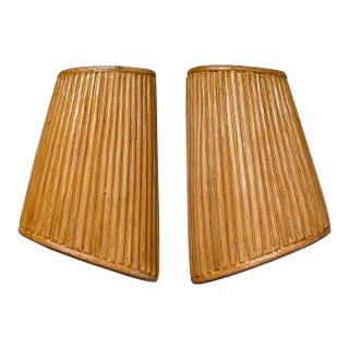 Upside Downward Bamboo Wall Lamps - a Pair For Sale