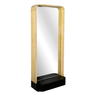 Art Deco Italian Full-Length Floor Mirror in Light and Black Wood, 1930s For Sale