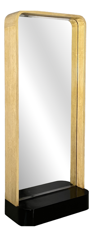 Art Deco Italian Full-Length Floor Mirror in Light and Black Wood, 1930s