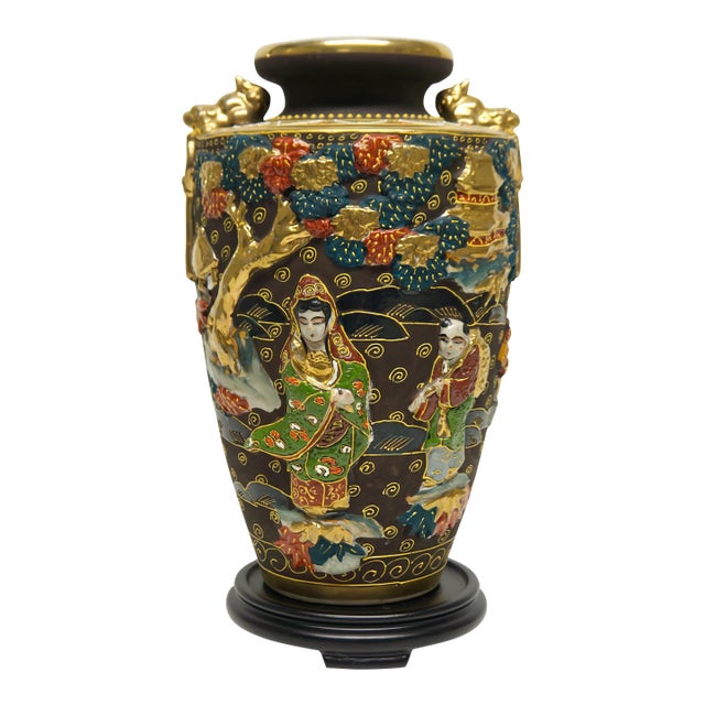 Japanese High Relief Satsuma Vase For Sale