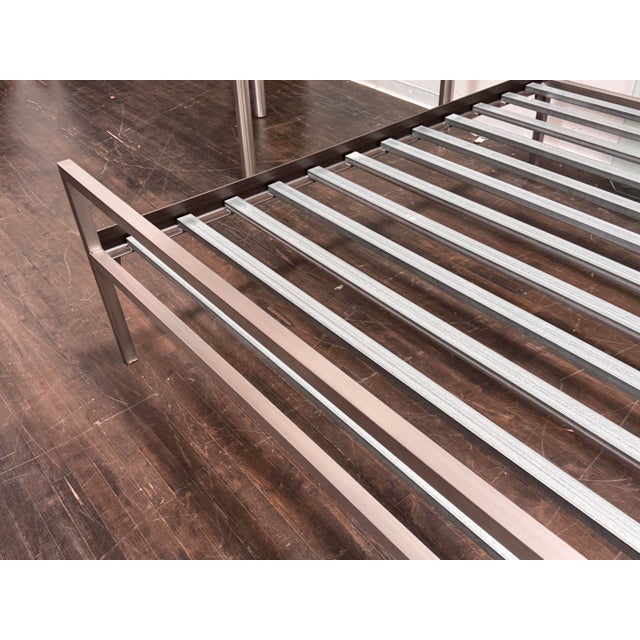 Metal Eastern King Size Room & Board Stainless Steel Parsons Bed Frame For Sale - Image 7 of 12