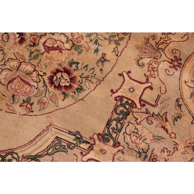 Art Nouveau 1990's Pak-Persian Taupe/Pink Wool Rug - 6'1'' X 9'2'' For Sale In New York - Image 6 of 9