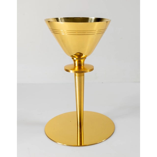 Mid-Century Modernist Religious Gilt Sterling Silver and Brass Chalice For Sale - Image 4 of 12