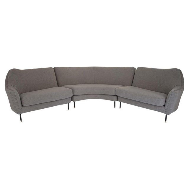 Metal Mid-Century Corner Sofa in Grey Bouclé, Italy, 1950s For Sale - Image 7 of 7