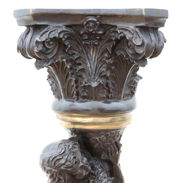 Large Antique French Mixed Metal Bronze Pedestal from A Moreau Paris, 1890s For Sale - Image 4 of 11