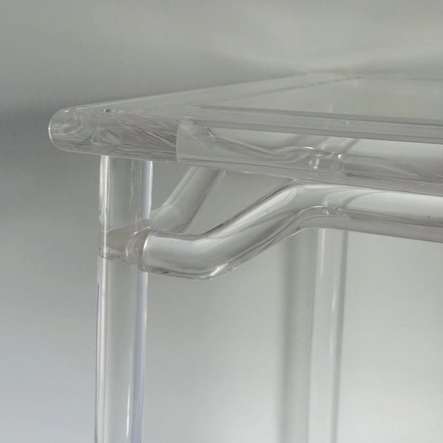 Vintage Hand-Crafted Asian Lucite Side Tables by July Zhou (Signed), a Pair For Sale - Image 9 of 12