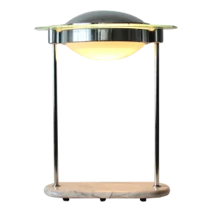Robert Sonneman Style "Saturn" Chrome Glass Marble Large Desk Lamp