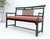 Black Vintage Black Lacquer Red Upholstery Bench with Arms Slotted Back MINT For Sale - Image 8 of 11