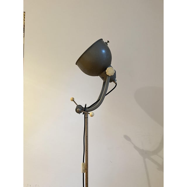 Gray Vintage Industrial Floor Lamp on Tripod Base from Bundeswehr, 1960s For Sale - Image 8 of 14