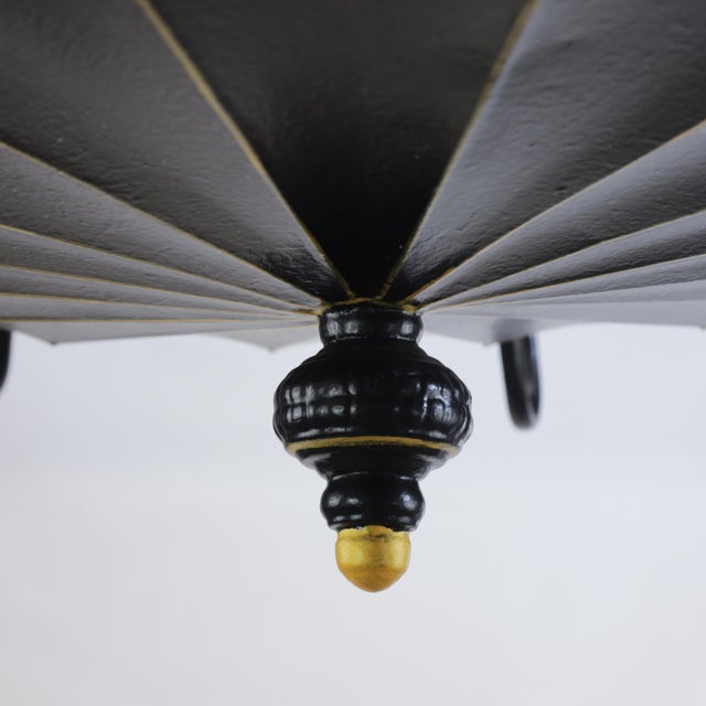 Vintage Handcrafted Iron Black and Gold 8-Light Pendant Chandelier For Sale In New York - Image 6 of 10