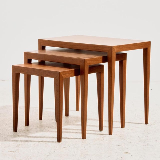 Teak Model 163 Nesting Tables by Severin Hansen for Haslev Møbelfabrik, 1960s, Set of 3 For Sale - Image 16 of 16