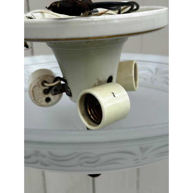 Old Lights On is pleased to offer this vintage three light porcelain ceiling fixture with vintage shade. It is wired and...