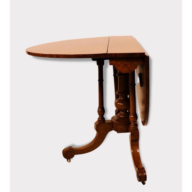 Late 19th Century Circa 1870 English William and Mary Style Burl Walnut Oval Sutherland Pedestal/Gateleg Table For Sale - Image 5 of 13