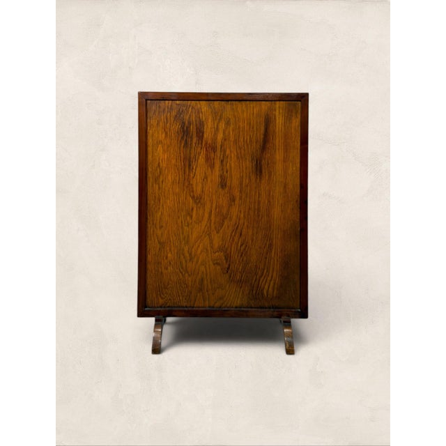 Antique English Oak Carved Firescreen Solid, hand-carved, and rooted in the Arts and Crafts tradition, this oak firescreen...