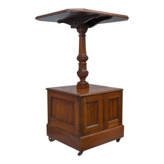 Early 20th Century Walnut Table and Coal Box Purdonium For Sale