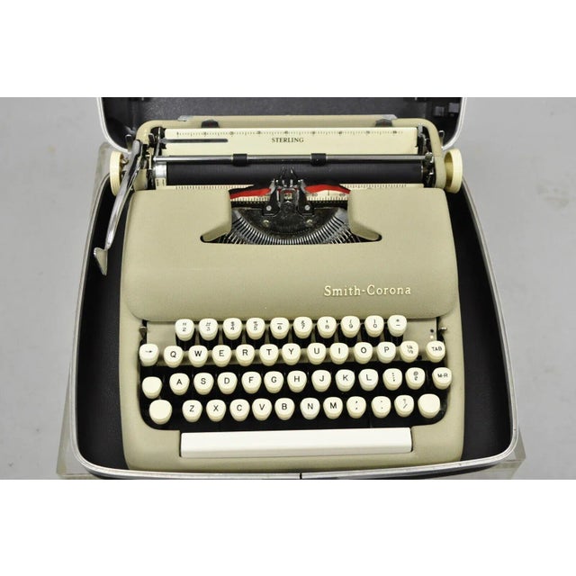Vintage 1970s Smith Corona Sterling Manual Portable Typewriter With Hard Case For Sale - Image 4 of 11