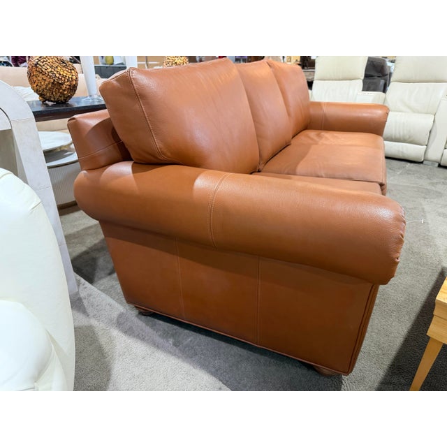 Ethan Allen Ethan Allen Rust Leather "Conor" Sofa For Sale - Image 4 of 5