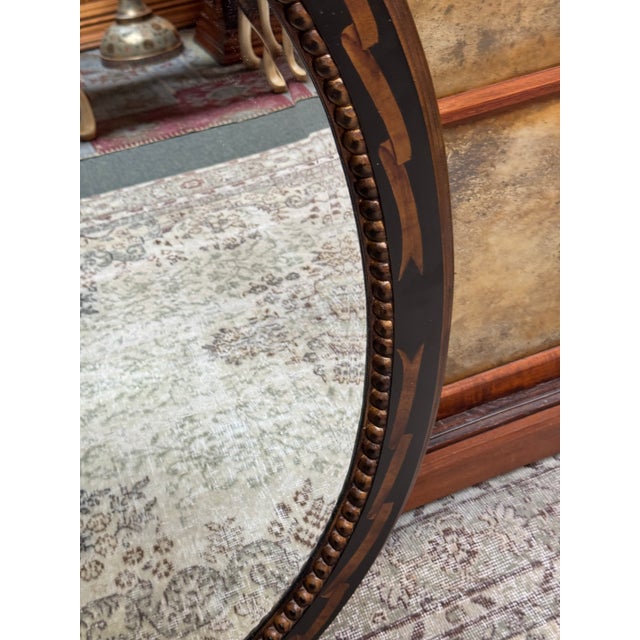 Neoclassical Inlaid Burl Wood Wall Mirror For Sale - Image 12 of 12