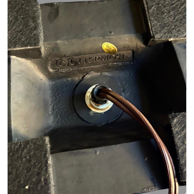 2000 - 2009 Uttermost Tuscan Textured Ceramic Table Lamp With Rectangular Hardback Shade For Sale - Image 5 of 5