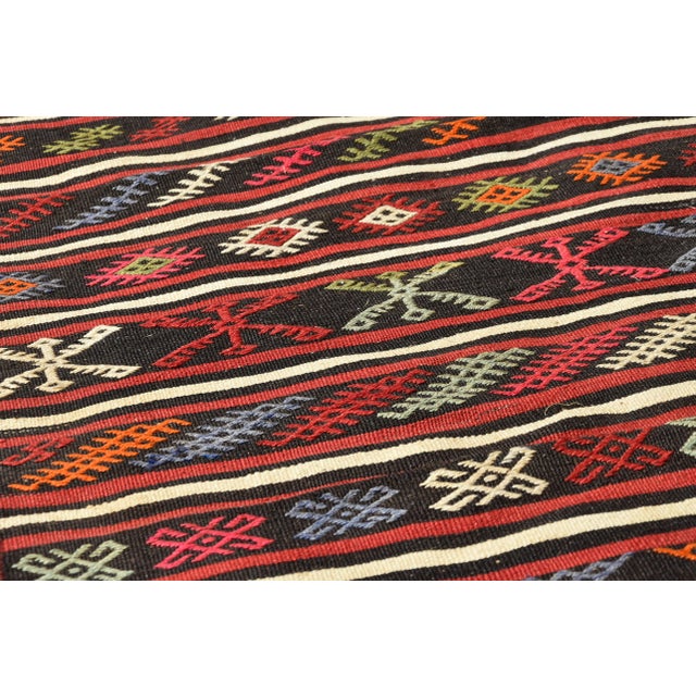 1980s Rustic Red Cecim Kilim Runner For Sale - Image 4 of 12