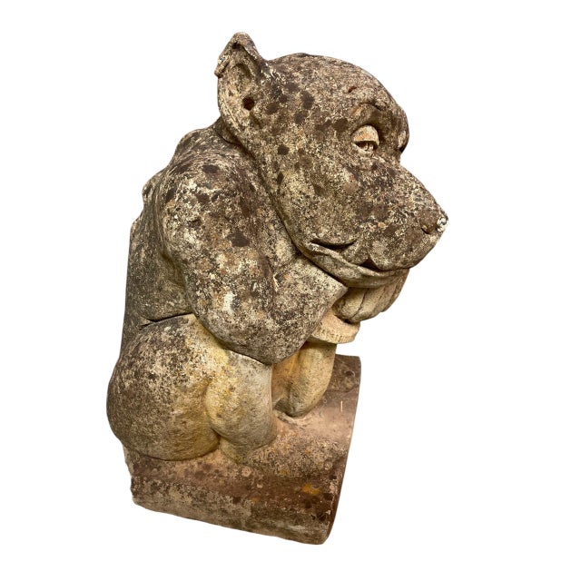 Vintage Cast Stone Gargoyle Sentinel Statue For Sale - Image 9 of 12