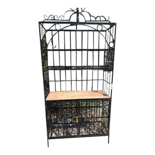 1970sv Large Kitchen Wrought Iron Wine Storage Rack 92" For Sale