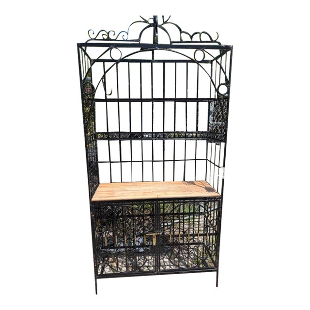 1970sv Large Kitchen Wrought Iron Wine Storage Rack 92" For Sale
