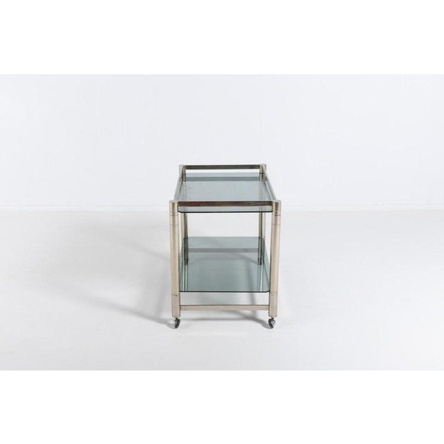 Chromed Steel Serving Cart Side Table, 1970s For Sale - Image 4 of 12