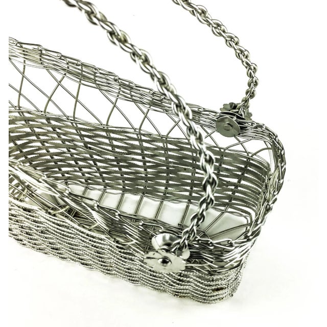 Silver Tone Wire Basket Wine Holder For Sale - Image 9 of 11