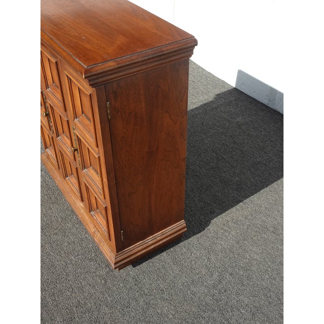 Vintage French Country Brown Side Table Cabinet W Two Doors For Sale In Los Angeles - Image 6 of 14