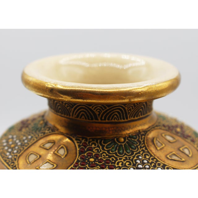 Gold Circa 1900 Japanese Porcelain Rinzan Workshop Satsuma Vase For Sale - Image 8 of 13