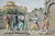 Antique Italian Lithograph Hand-Colored Set of 4 Traditional Dances & Games Silk Mats Gilt Frames For Sale - Image 4 of 16