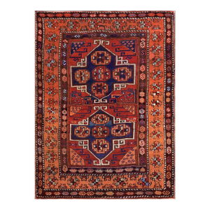 1880s Red Ruby Medallion Tribal Antique Turkish Anatolian Yuruk Rug 4'3" X 5'6" Handwoven Wool Carpet