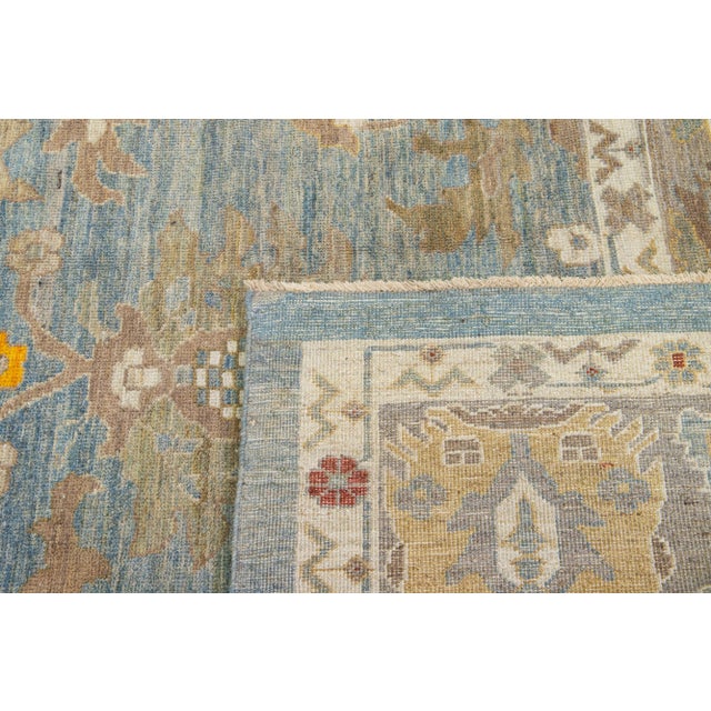 Oversize Contemporary Sultanabad Wool Rug Handmade in Blue For Sale In New York - Image 6 of 9