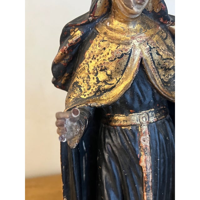 18th Century Saint Rita Carving With Gilt Detail For Sale - Image 12 of 18