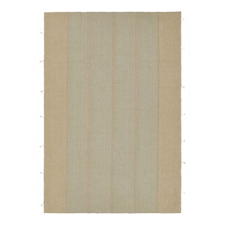 Rug & Kilim’s Contemporary Kilim in Blue and Beige Textural Stripes For Sale